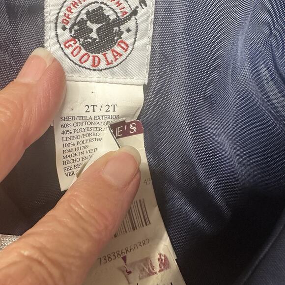 Vtg Goodlad Jacket Nautical Sailor Coastal Shirt Baby Coat Navy Blue White Sz 2T - Picture 8 of 13